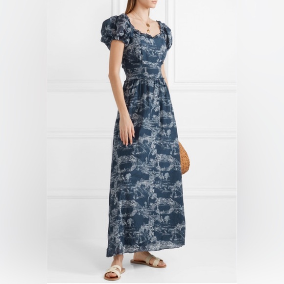 LoveShackFancy Dress Bridget Frayed Maxi in Blue Storm - Picture 12 of 13